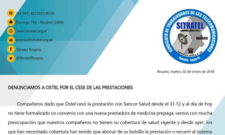 Denunciamos a OSTEL por el cese de las prestaciones