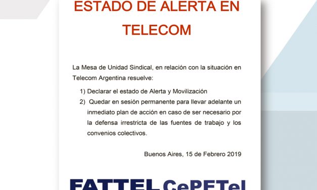 Comunicado de la Mesa de Unidad Sindical – Estado de Alerta en TELECOM