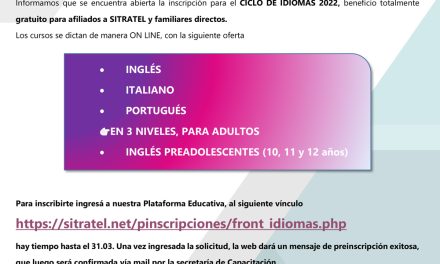 ABRIMOS LA INSCRIPCION PARA LOS CURSOS DE IDIOMAS 2022